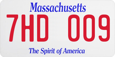 MA license plate 7HD009