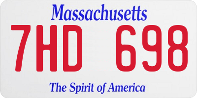 MA license plate 7HD698