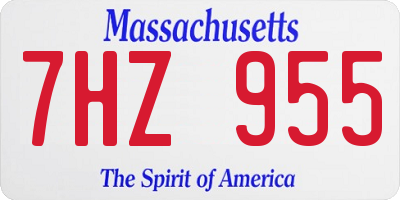 MA license plate 7HZ955