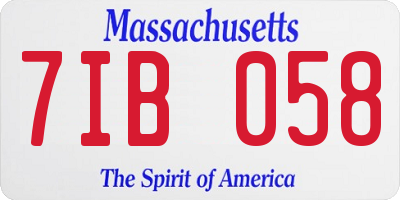 MA license plate 7IB058