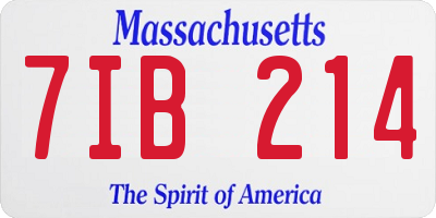 MA license plate 7IB214