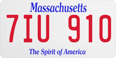 MA license plate 7IU910