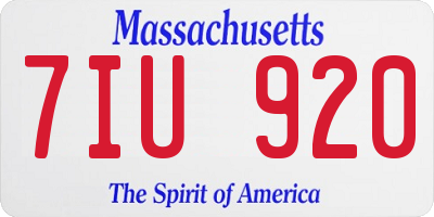 MA license plate 7IU920