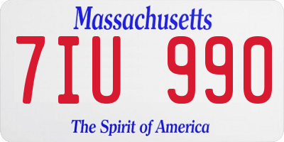 MA license plate 7IU990