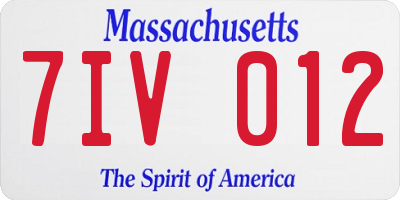 MA license plate 7IV012