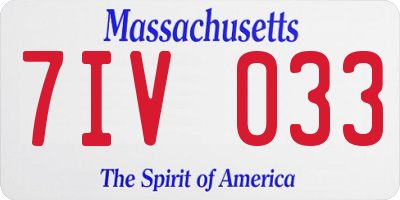 MA license plate 7IV033