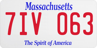 MA license plate 7IV063
