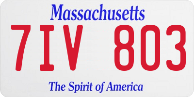 MA license plate 7IV803