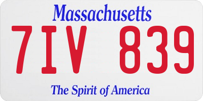 MA license plate 7IV839