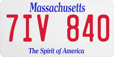 MA license plate 7IV840