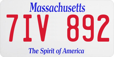 MA license plate 7IV892