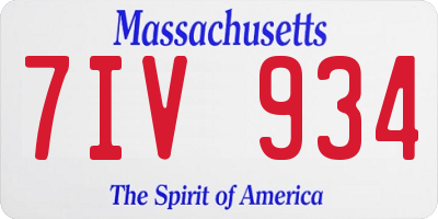 MA license plate 7IV934
