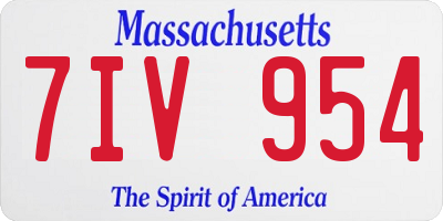 MA license plate 7IV954
