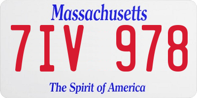 MA license plate 7IV978