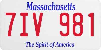 MA license plate 7IV981