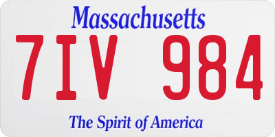 MA license plate 7IV984