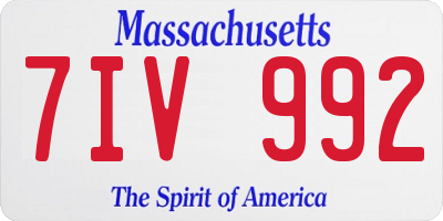 MA license plate 7IV992