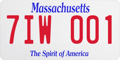 MA license plate 7IW001