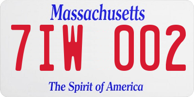 MA license plate 7IW002