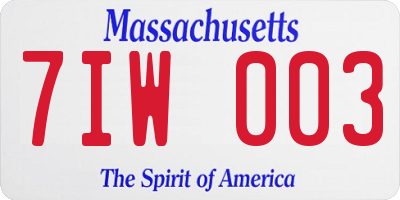 MA license plate 7IW003