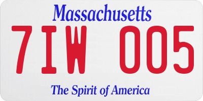 MA license plate 7IW005