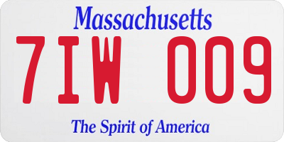 MA license plate 7IW009