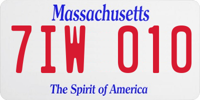 MA license plate 7IW010