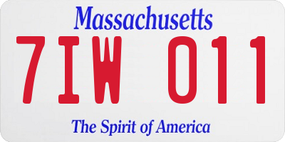 MA license plate 7IW011