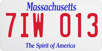 MA license plate 7IW013