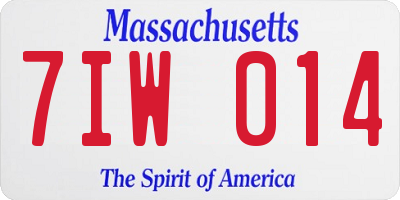 MA license plate 7IW014