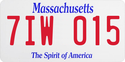 MA license plate 7IW015
