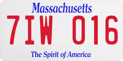 MA license plate 7IW016