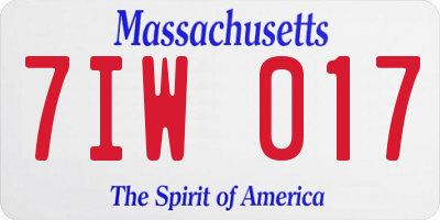 MA license plate 7IW017
