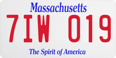 MA license plate 7IW019