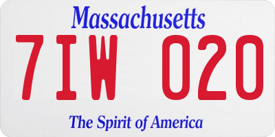 MA license plate 7IW020