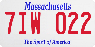 MA license plate 7IW022