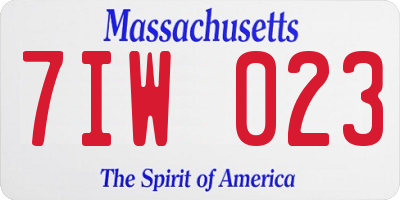 MA license plate 7IW023
