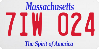 MA license plate 7IW024