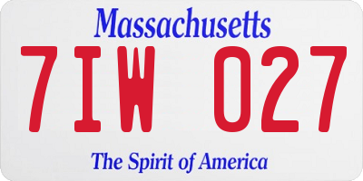 MA license plate 7IW027