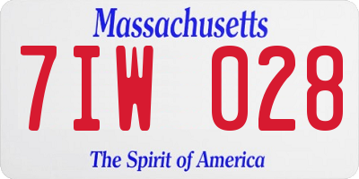 MA license plate 7IW028