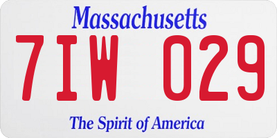 MA license plate 7IW029