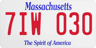 MA license plate 7IW030