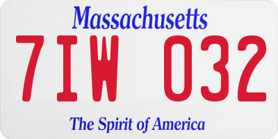 MA license plate 7IW032