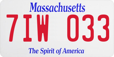 MA license plate 7IW033
