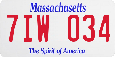MA license plate 7IW034