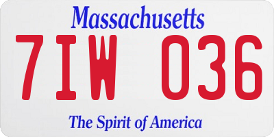 MA license plate 7IW036