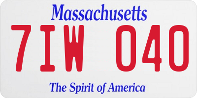 MA license plate 7IW040