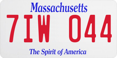MA license plate 7IW044