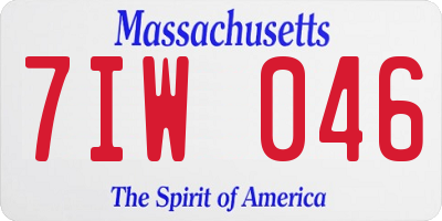 MA license plate 7IW046