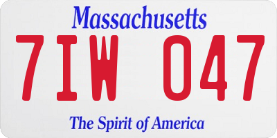 MA license plate 7IW047